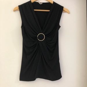 C. graffitti black ring blouse tank small